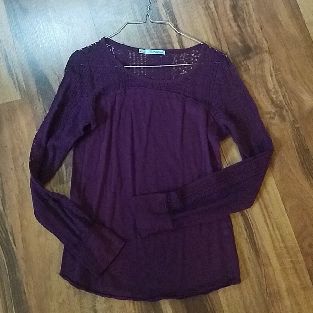 Plum top with crochet detail from Maurices Sz M